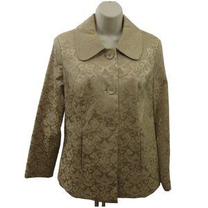 David Brooks Women's Blazer Jacket Size Medium Gold Brocade Lined Evening Wear